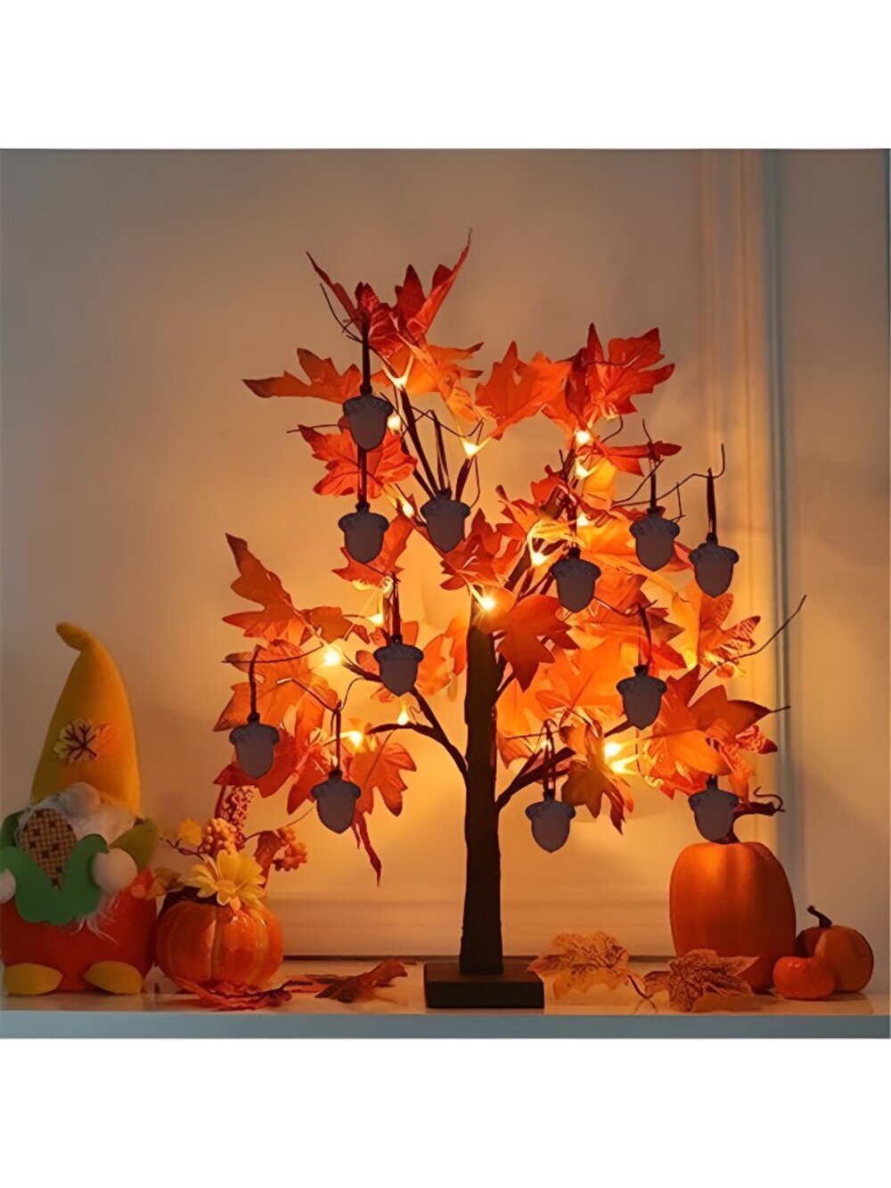 Fall Decorations for Home, Thanksgiving Decorations, 24”/2FT Lighted Fall Maple